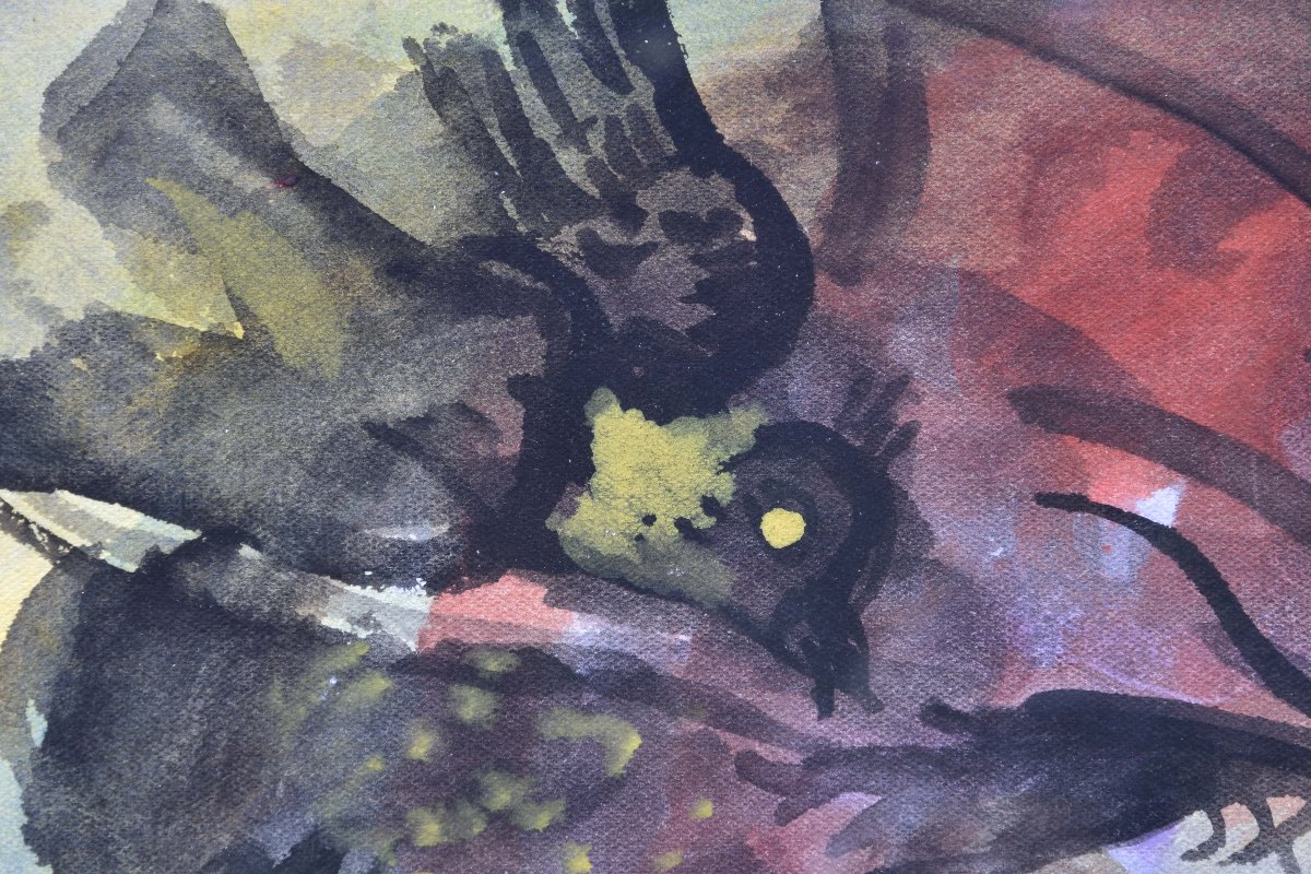 Issachar RYBACK "Femme à la voilette"  aquarelle 33x25-photo-1